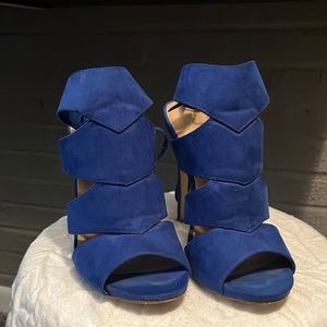 Blue suede sandals